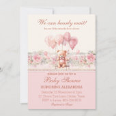 Teddy Bearly Wait Pink Christian Girl Baby Shower 招待状 (正面)