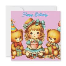 TEDDY BEARS誕生日カード～幼児～ピンク～