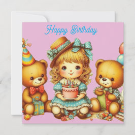 TEDDY BEARS誕生日カード~幼児~ピンク~