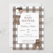 Teddy Bears Baby Boy Brown Baby Shower 招待状 (正面)