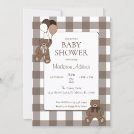 Teddy Bears Baby Boy Brown Baby Shower 招待状