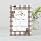 Teddy Bears Baby Boy Brown Baby Shower 招待状 (スタンド正面)