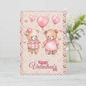 Teddy Bears Balloons Happy Valentines Day シーズンカード (スタンド正面)