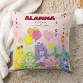 Teddy Bears Celebrate Birth Stats Pink クッション (ブランケット)