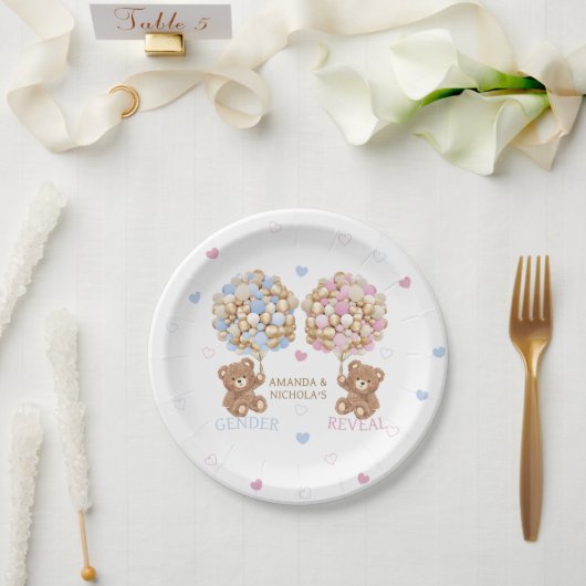 Teddy Bears Gender Reveal Shower ペーパープレート (ウェディング)