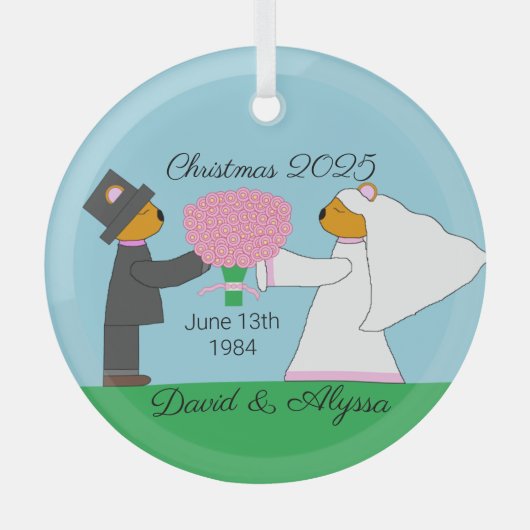 Teddy Bears Getting Marks: ガラスオーナメント (正面)