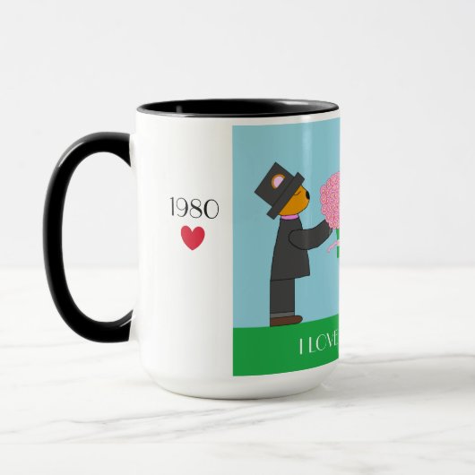 Teddy Bears Getting Marks:記念日 マグカップ (左)