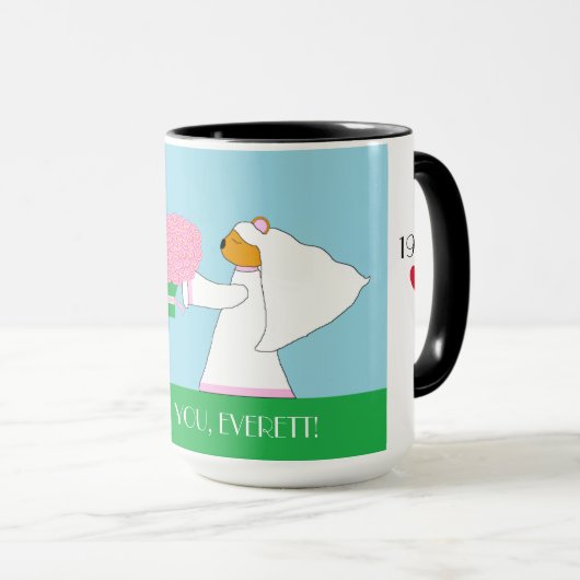 Teddy Bears Getting Marks：記念日 マグカップ (正面右)