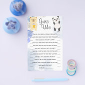 Teddy Bears Guess Who Baby Shower Game Card チラシ (シングル)