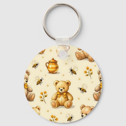 Teddy Bears Honey Bees Nursery Pattern キーホルダー (正面)