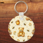 Teddy Bears Honey Bees Nursery Pattern キーホルダー (正面)
