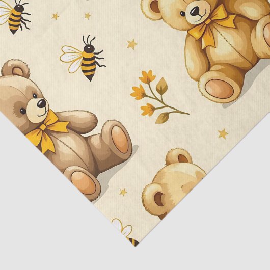 Teddy Bears Honey Bees Nursery Pattern 薄葉紙 (詳細)