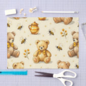 Teddy Bears Honey Bees Nursery Pattern 薄葉紙 (クラフト)