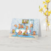Teddy Bears in Bath Tub Childrens Greeting Card カード (黄色い花)