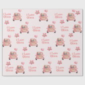 Teddy Bears In Love Driving A Car - パーソナライズされた W ラッピングペーパー (フラット)