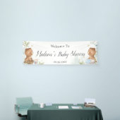 Teddy Bears Twins Baby Shower Backdrop Welcome 横断幕 (トレードショー)