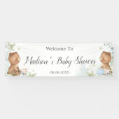 Teddy Bears Twins Baby Shower Backdrop Welcome 横断幕 (横)