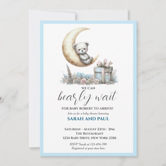 Teddy Blue Bear我々は心から待つことができる 招待状 (正面)