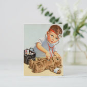 Teddy Checkup – かわいいヴィンテージアートが元気に ポストカード (スタンド正面)