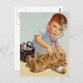 Teddy Checkup – かわいいヴィンテージアートが元気に ポストカード (正面/裏面)