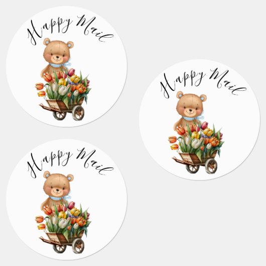 Teddy Foral Boy 素朴 Happy Mail Baby Shower ラベル (グループ)