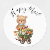 Teddy Foral Boy 素朴 Happy Mail Baby Shower ラベル (デザイン1)