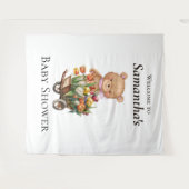 Teddy Foral Girl Baby 素朴 Shower背景 タペストリー (正面(横))