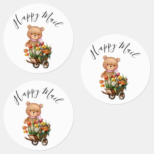 Teddy Foral Happy Mailベビー素朴シャワーラベル ラベル (グループ)