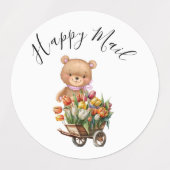 Teddy Foral Happy Mailベビー素朴シャワーラベル ラベル (デザイン1)