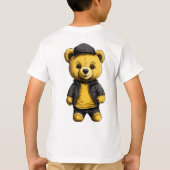 Teddy Hug：黄色シンプルと黒のTeddy Bear Kids Tシャツ (裏面)