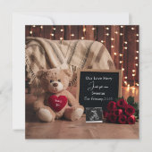 Teddy Love & Baby Pregnancy Announcement Card 案内状 (正面)