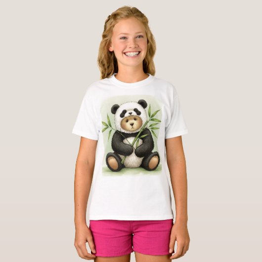 Teddy - Panda with Bamboo by Natasha Us Tシャツ (正面フル)