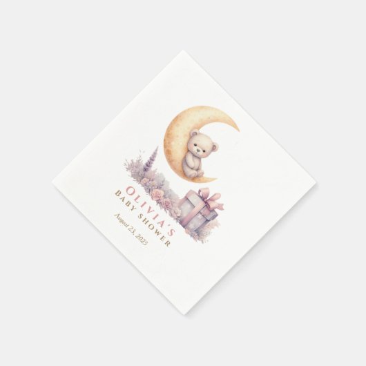 Teddy Pink Bear Girl スタンダードカクテルナプキン (角)