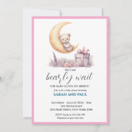 Teddy Pink Bear We Can Bearly Wait  招待状