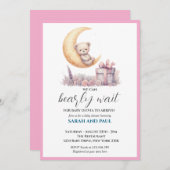 Teddy Pink Bear We Can Bearly Wait  招待状 (正面/裏面)