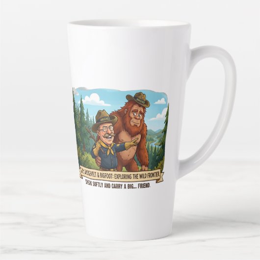 Teddy+Roosevelt+Bigfoot+風刺画 - アメリカ カフェラテマグ (右)