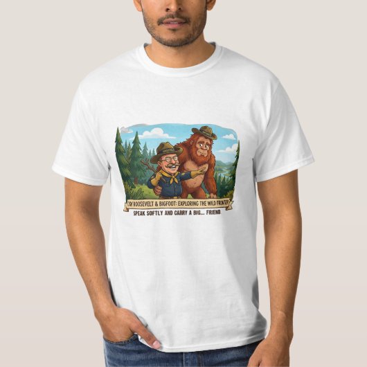 Teddy+Roosevelt+Bigfoot+風刺画 - Nat Tシャツ (正面)