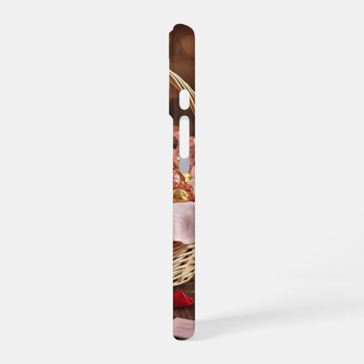 Teddy Rose Basket Romantic Valentine Aesthetic iPhone 16ケース (左側面)