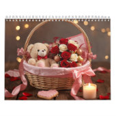 Teddy Rose Basket Romantic Valentine Desk  カレンダー (カバー)