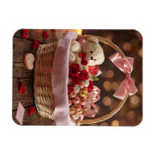 Teddy Rose Basket Romantic Valentine Heart Fridge マグネット (横)