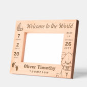 Teddy & Sailboatへようこそ世界ベビー統計 レーザー彫刻フレーム (左)