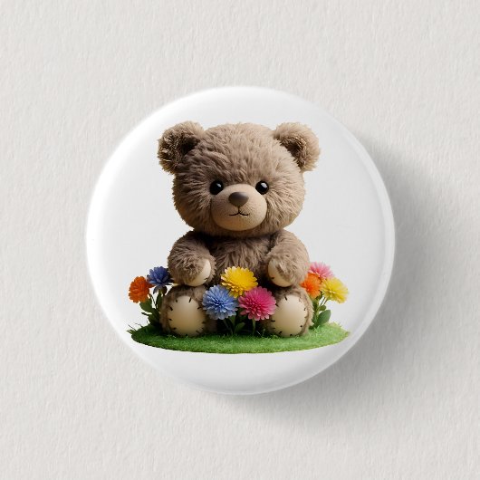 Teddy_System – マヤデザイン別，白 缶バッジ (正面)