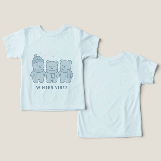 Teddy Team Winter Vibes Kids Tee (デザイン正面&裏面)