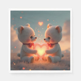 Teddy Time Together ~テディベアのペア絵柄のナプキン スタンダードランチョンナプキン