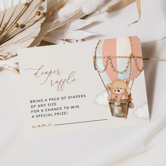 Teddybär, Rosa Heißluftballon, Windel-Verlosung エンクロージャーカード