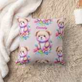 Teddybär Wasserfarben Pastell クッション (ブランケット)