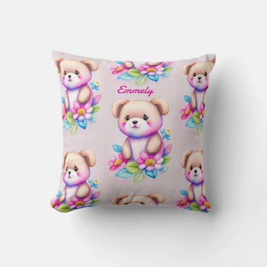 Teddybär Wasserfarben Pastell クッション (正面)
