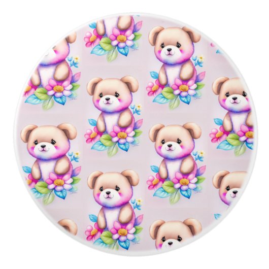 Teddybär Wasserfarben Pastell セラミックノブ (正面)