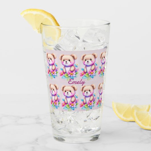 Teddybär Wasserfarben Pastell タンブラーグラス (アイス正面)
