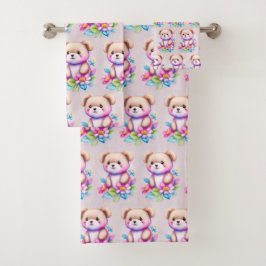 Teddybär Wasserfarben Pastell バスタオルセット